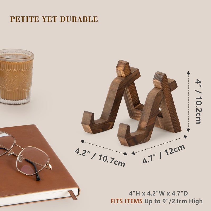 ANBOXIT Plate Display Stand, 3 Pack 4 Inch Plate Holder for Displaying, Decorative Picture Frame Dish Photo Plaque Platter Wood Stand - Image 3